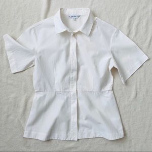 & Other Stories short sleeve white shirt blouse, size 6, cotton cupro blend